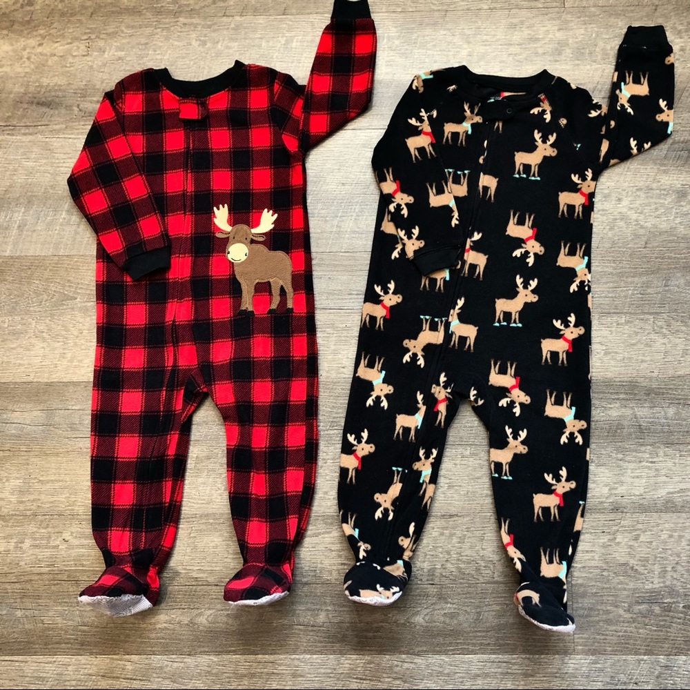 JUST ONE YOU⚡️2 Pcs Toddlers Boy Cozy Fleece Footies Bundle_2T